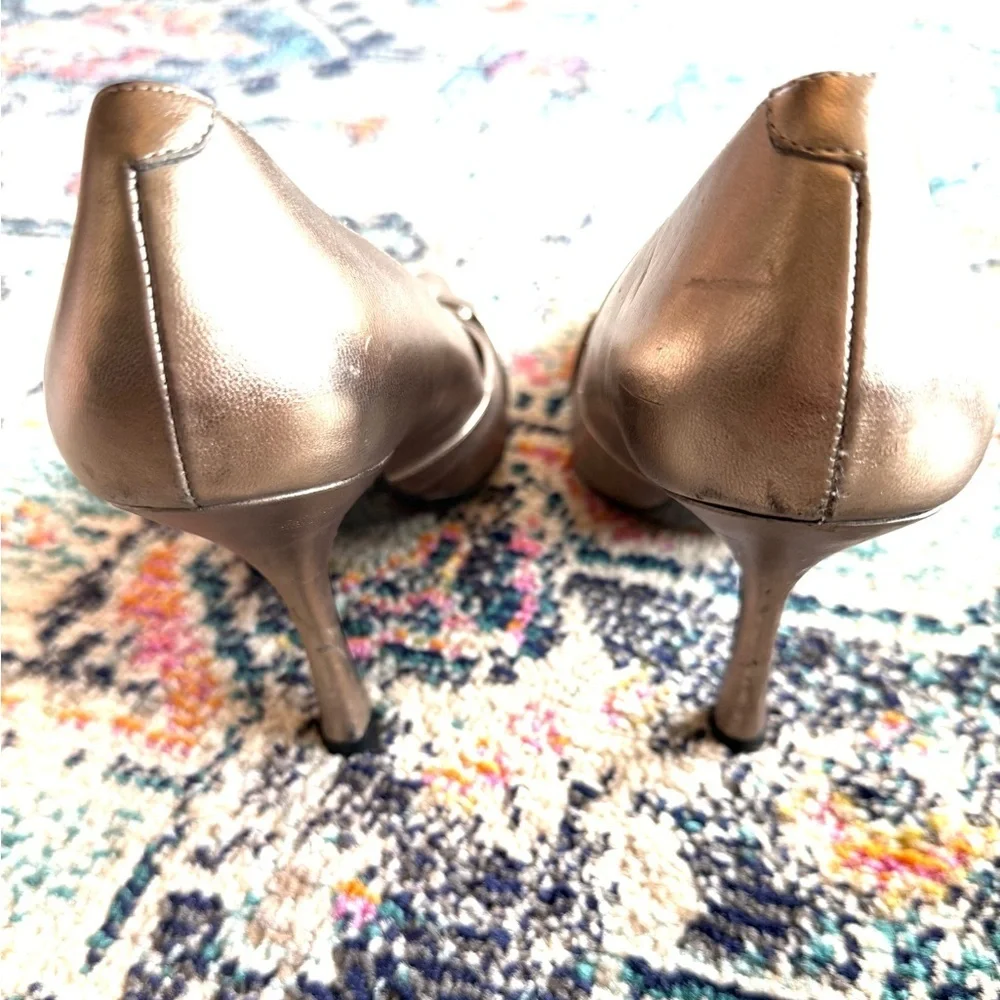 BCBGeneration Metallic Pointed Toe Heels with Buckle Detail – Elegant Pumps